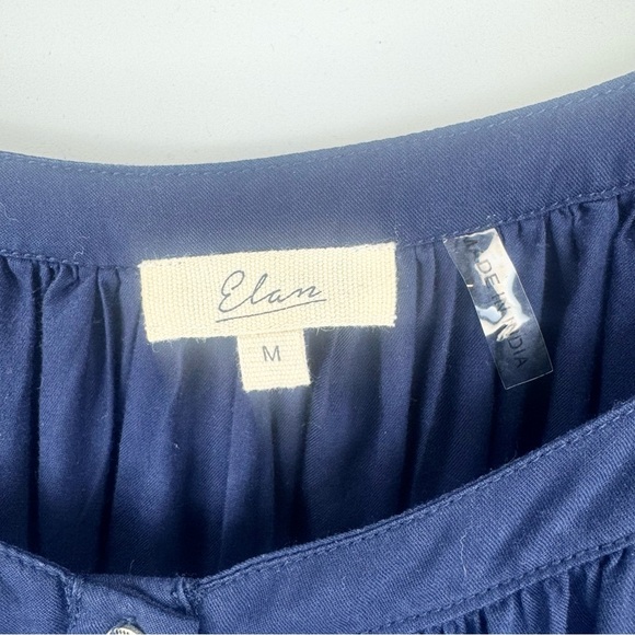 Elan Babydoll Mini Dress in Navy Blue Size Med Milkmaid Style Button Front - Picture 5 of 8